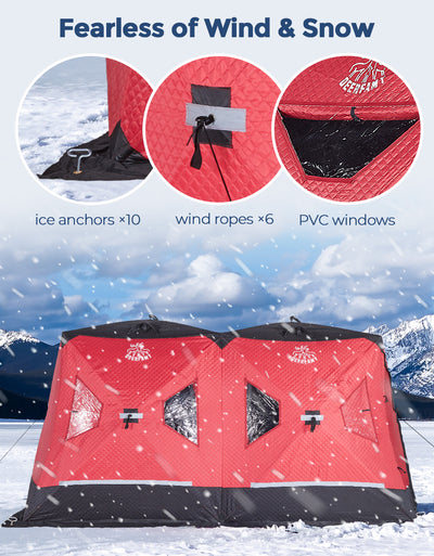 DEERFAMY Double-Layer Ice Fishing Hut Portable Tent Double Rooms