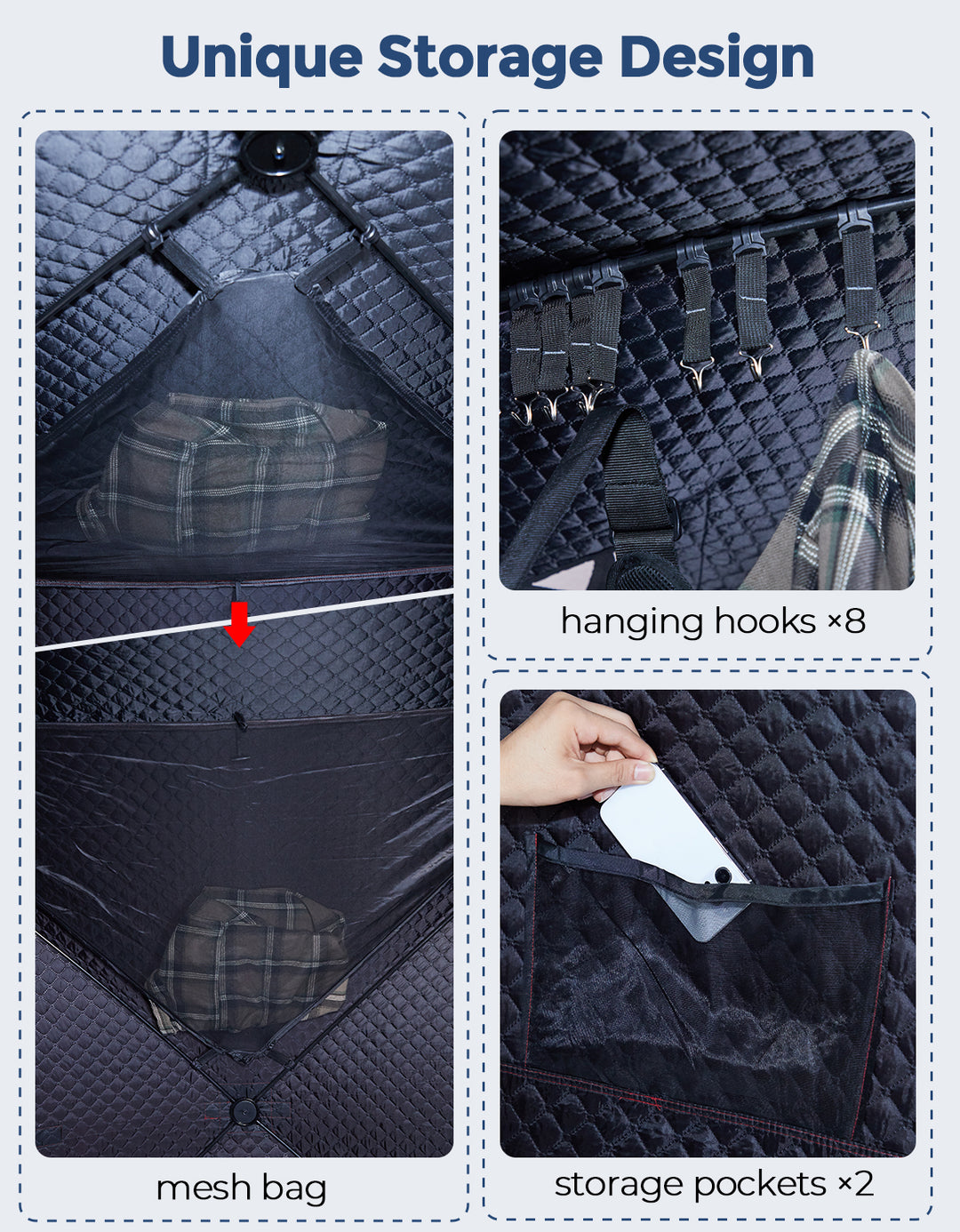 DEERFAMY Insulated Double-Layer Ice Fishing Shelter Portable Tent(3-4 People)