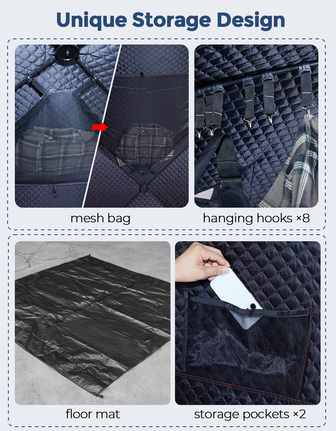 DEERFAMY Double-Layer Ice Fishing Hut Portable Tent Double Rooms