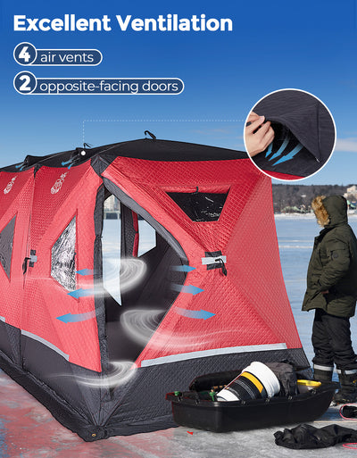 DEERFAMY Double-Layer Ice Fishing Hut Portable Tent Double Rooms