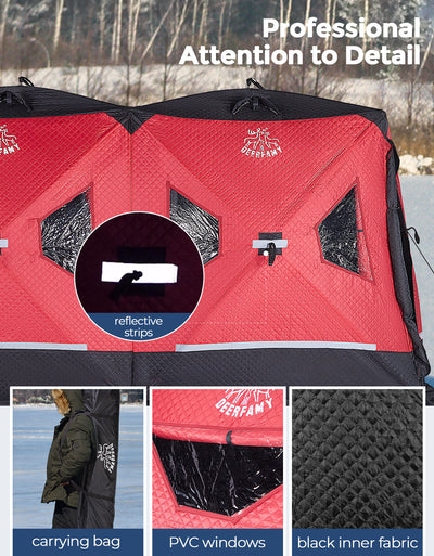 DEERFAMY Double-Layer Ice Fishing Hut Portable Tent Double Rooms