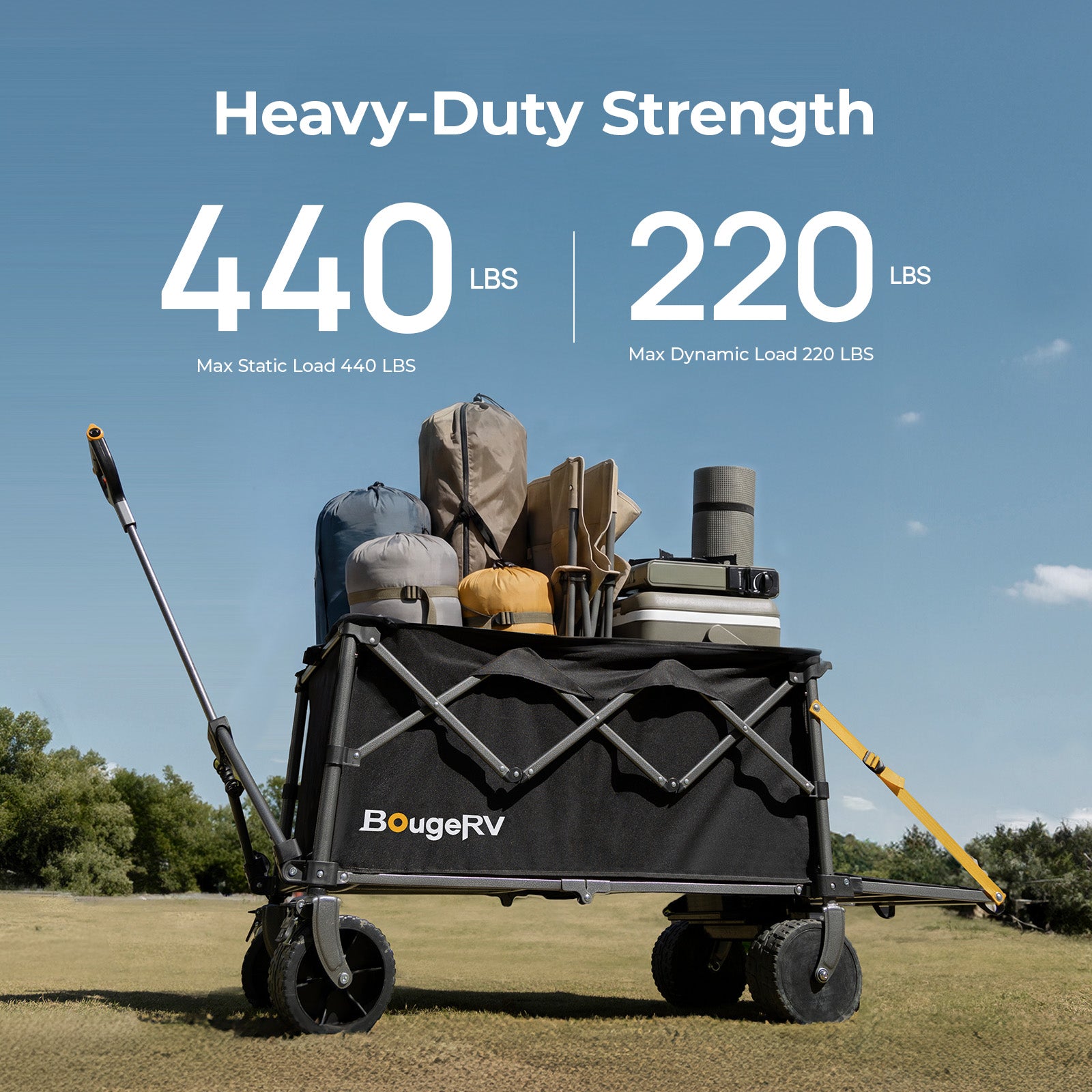 BougeRV Electric Foldable Utility Camping Wagon with Power Bank
