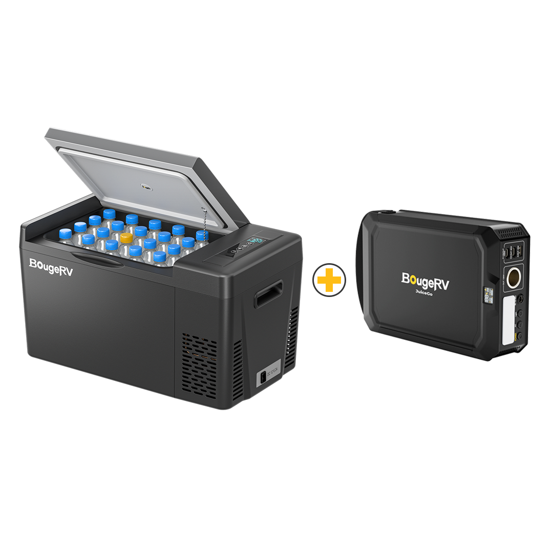 BougeRV 12V Portable Fridge With JuiceGo 240Wh Power Station