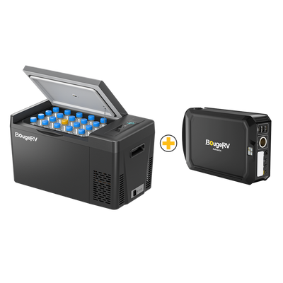 BougeRV 12V Portable Fridge With JuiceGo 240Wh Power Station