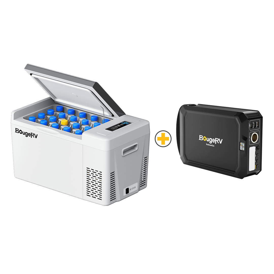 BougeRV 12V Portable Fridge With JuiceGo 240Wh Power Station