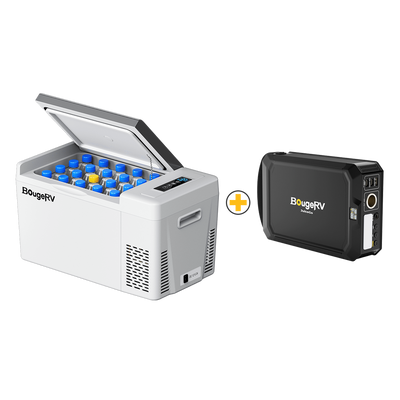 BougeRV 12V Portable Fridge With JuiceGo 240Wh Power Station