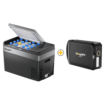 BougeRV 12V Portable Fridge With JuiceGo 240Wh Power Station