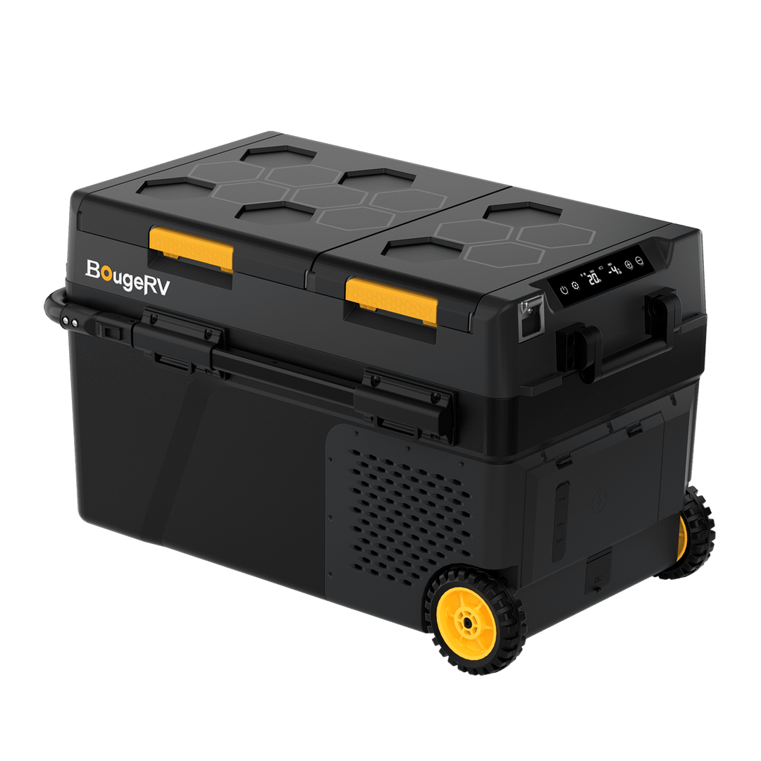 BougeRV New CRD2 V2.0 43QT Dual Zone 12V Portable Fridge with 240Wh Battery