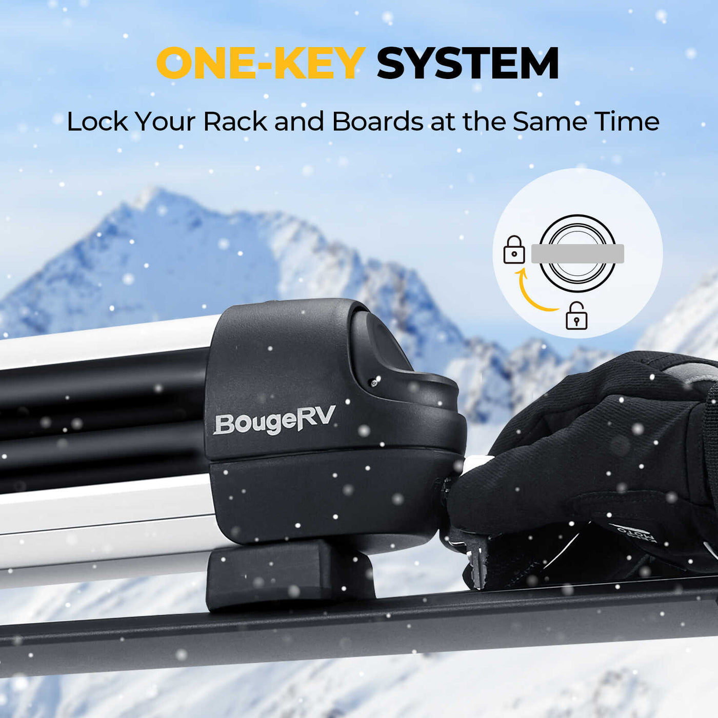 BougeRV Lockable T Slot Ski & Snowboard Racks (Only Fits Crossbars with T-Track)