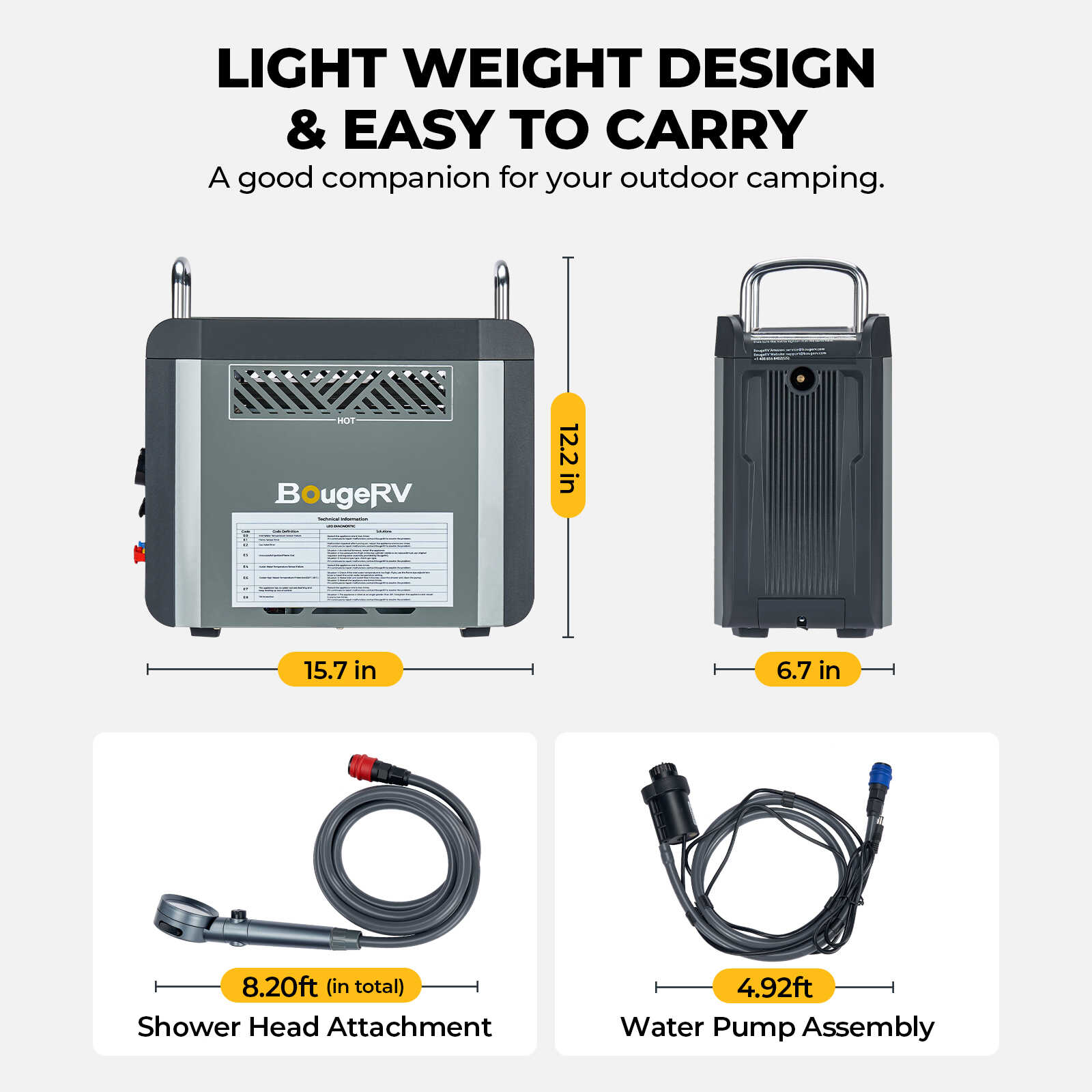 BougeRV propane camper heater is easy to carry