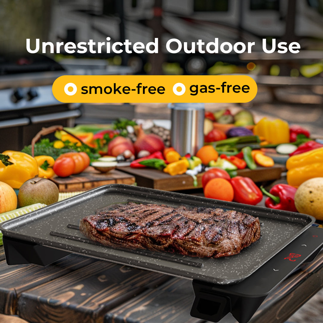 BougeRV Lightweight Portable Outdoor Electric Griddle Smokeless