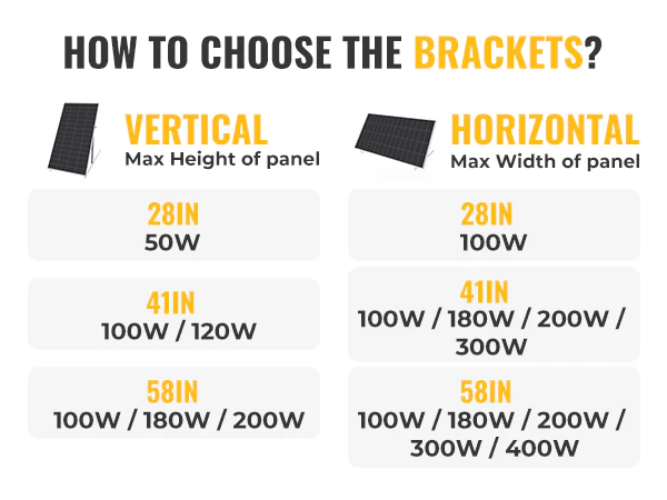 58 in Adjustable Solar Panel Tilt Mount Brackets with Foldable Tilt Legs