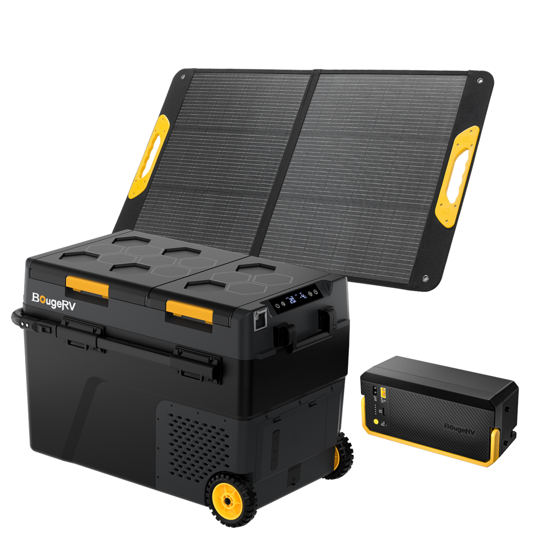 BougeRV New CRD2 V2.0 52QT Dual Zone 12V Portable Fridge with 240Wh Battery