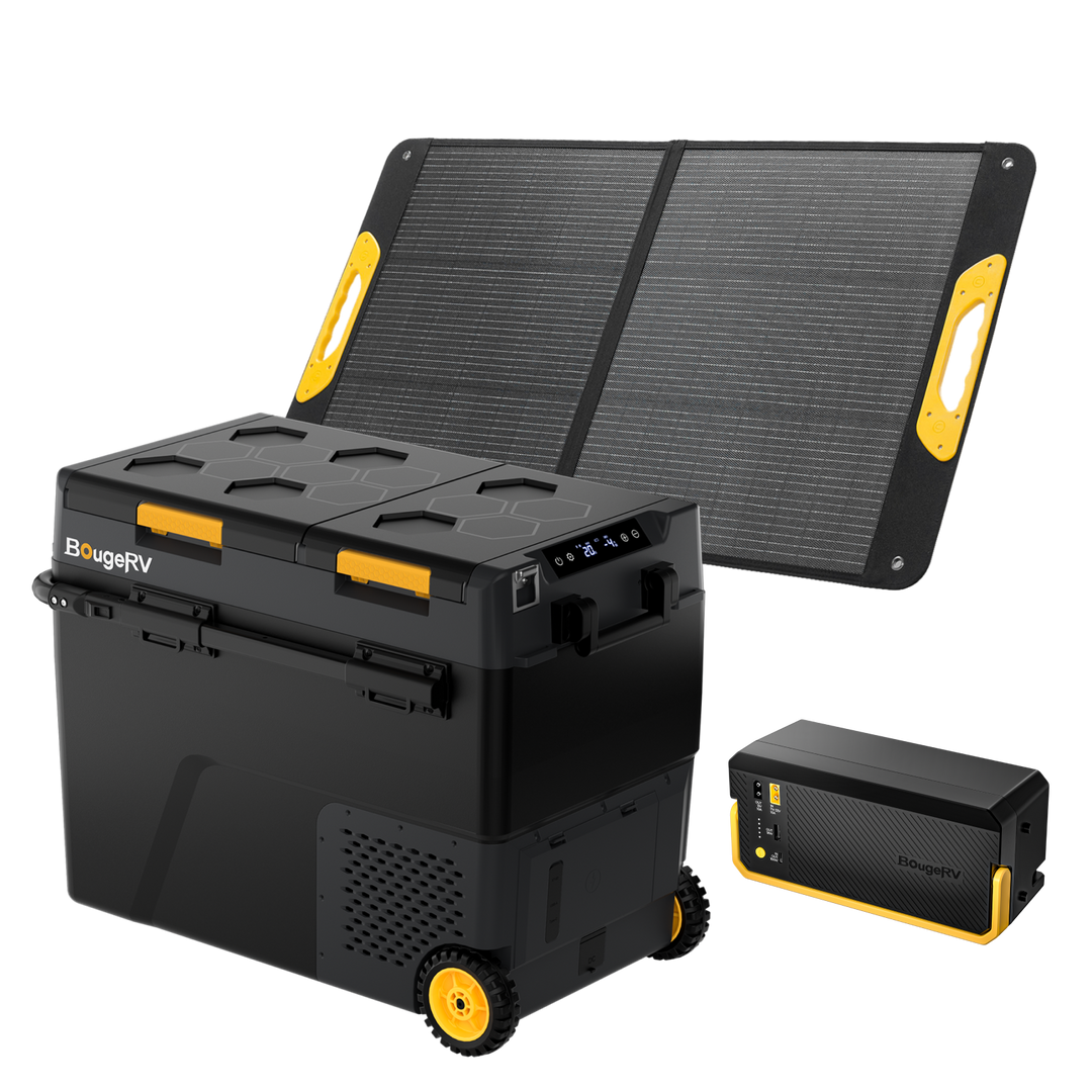 BougeRV New CRD2 V2.0 61QT Dual Zone 12V Portable Fridge with 240Wh Battery