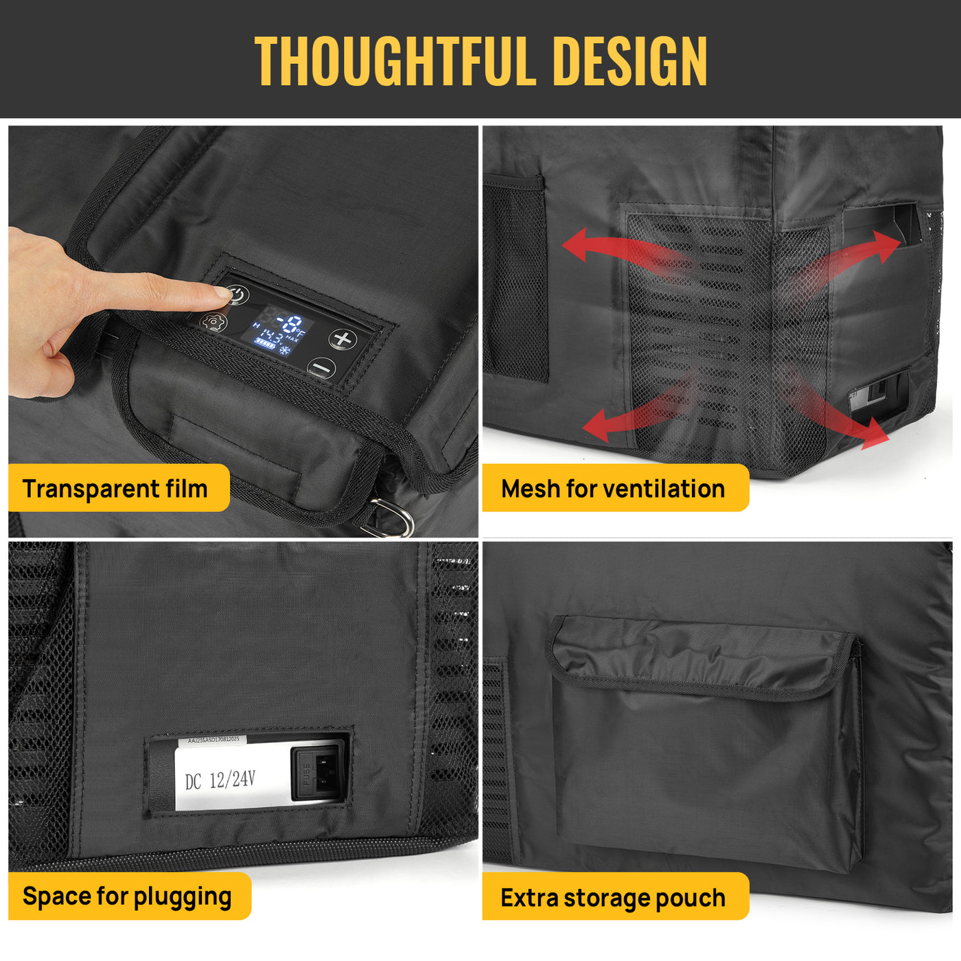 Designs of BougeRV CRPRO20 21 Quart Portable Fridge Cover