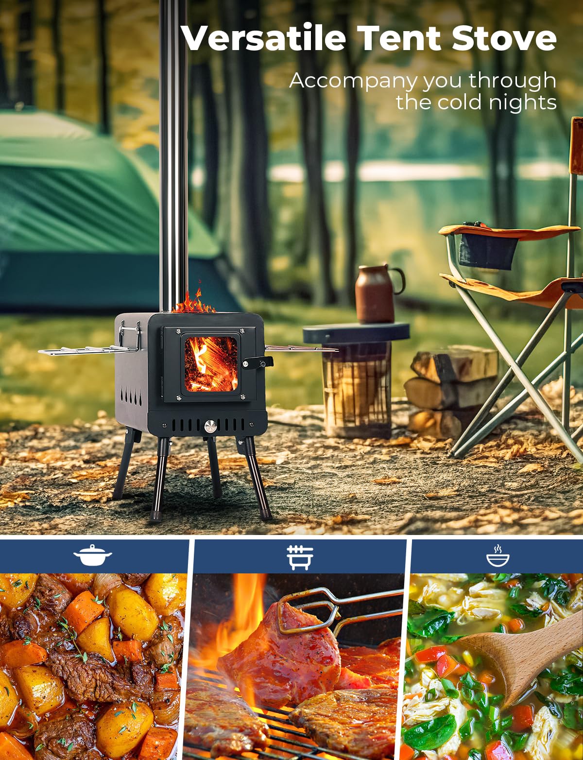 DEERFAMY Portable Outdoor Camping Stove for Tent BougeRV