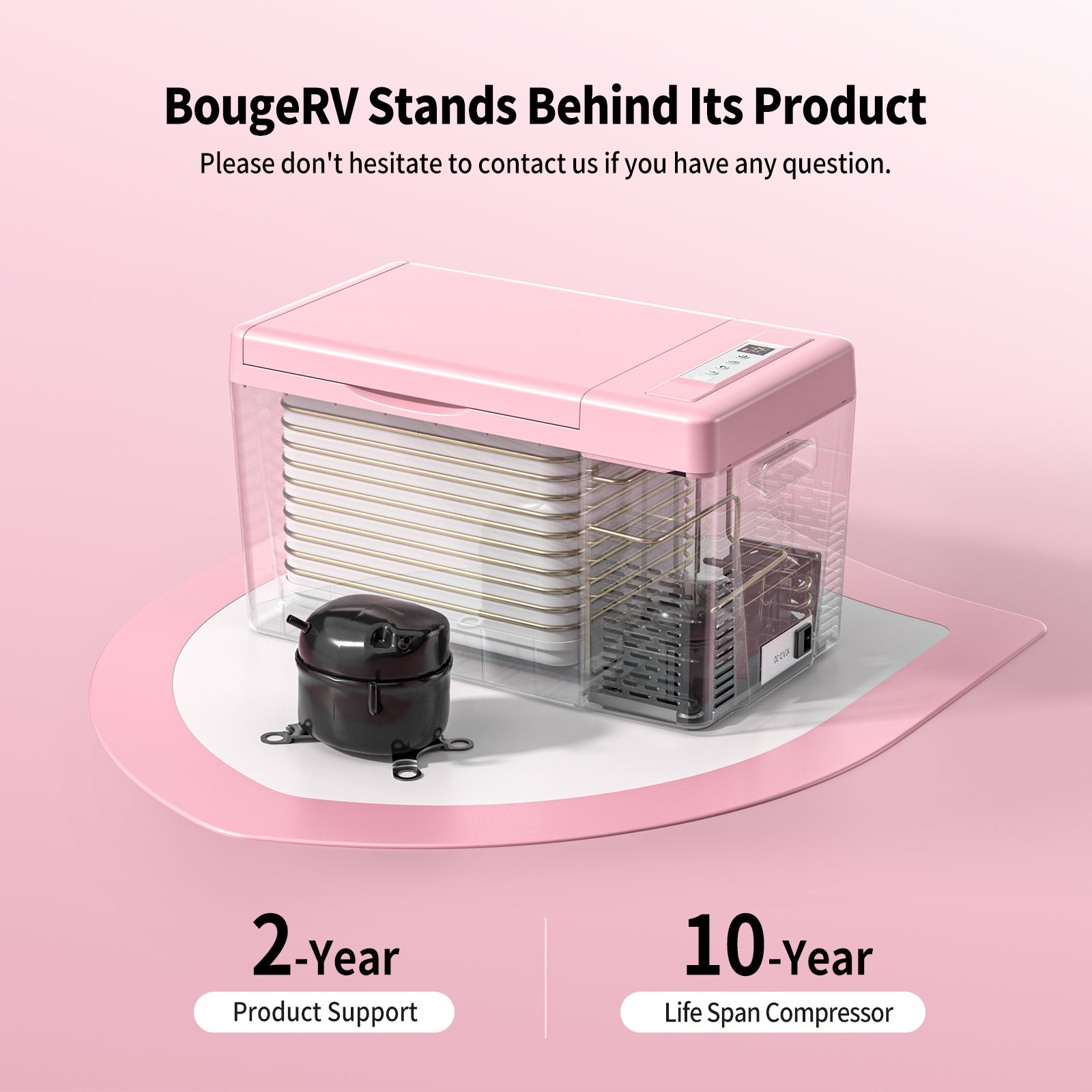 BougeRV 12v pink mini fridge