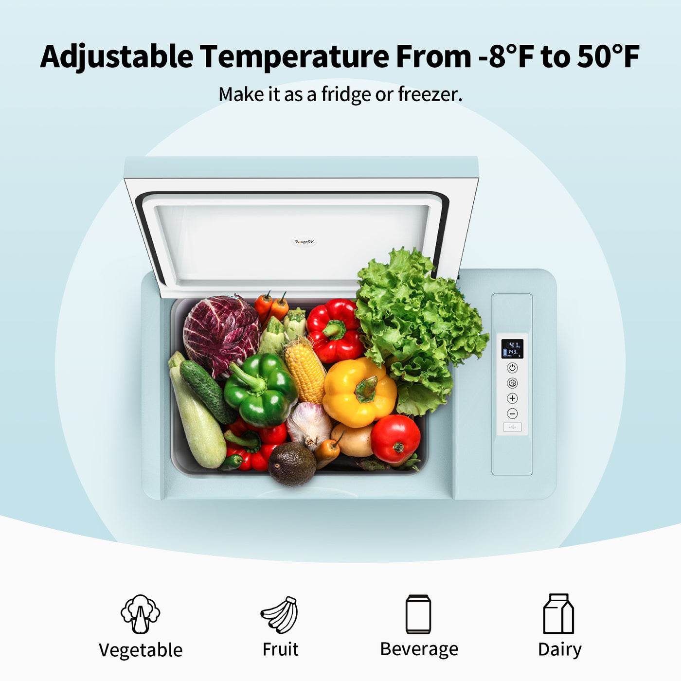 12v mini fridge freezer mint green