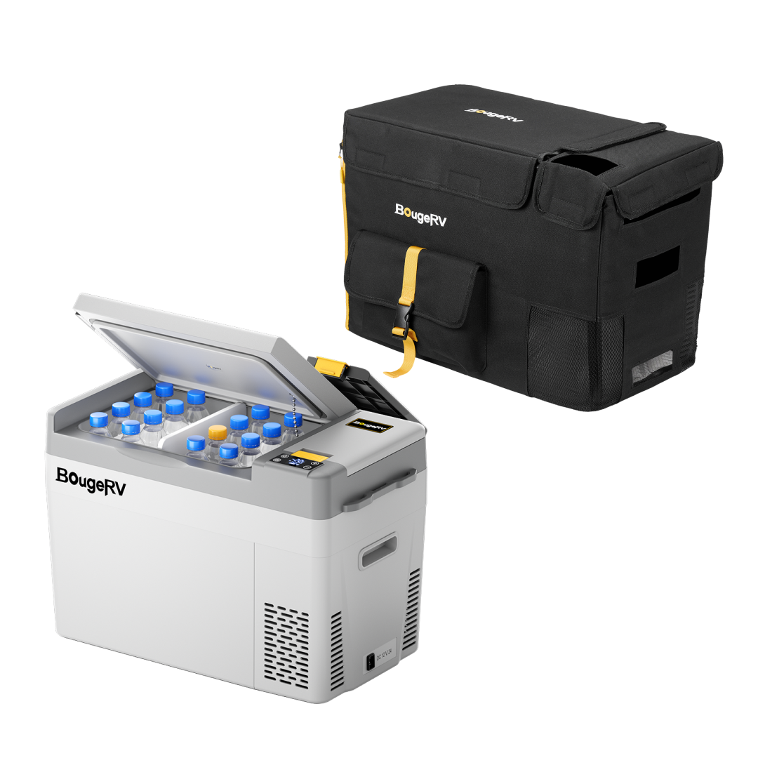 BougeRV CRPRO30 30 Quart 12V Portable Car Fridge Freezer White