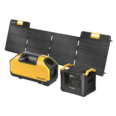 200W Portable Solar Panel&Power Station with Air Conditioner Kits