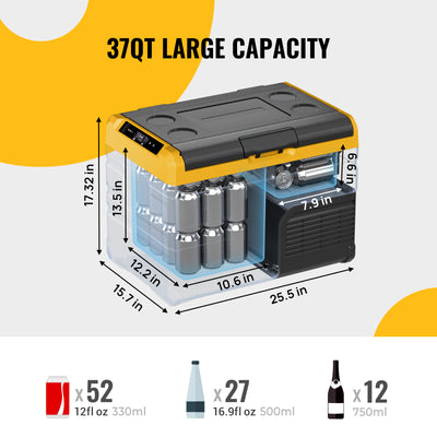 12 Volt 37QT Dual Zone Portable Freezer Fridge(APP Control)