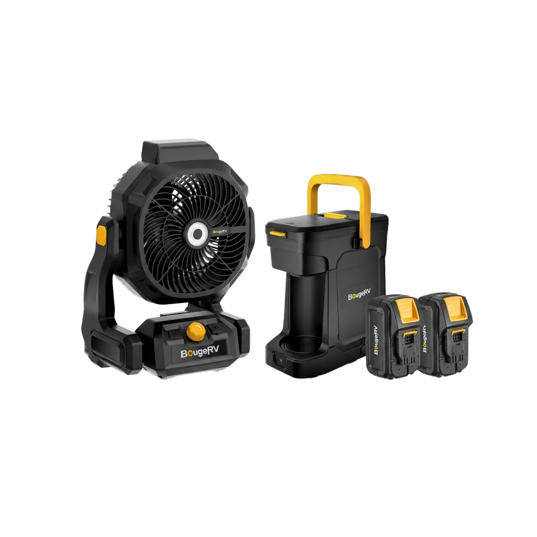 F02 Fan + CM01 Coffee Maker with 2 × 144Wh Batteries