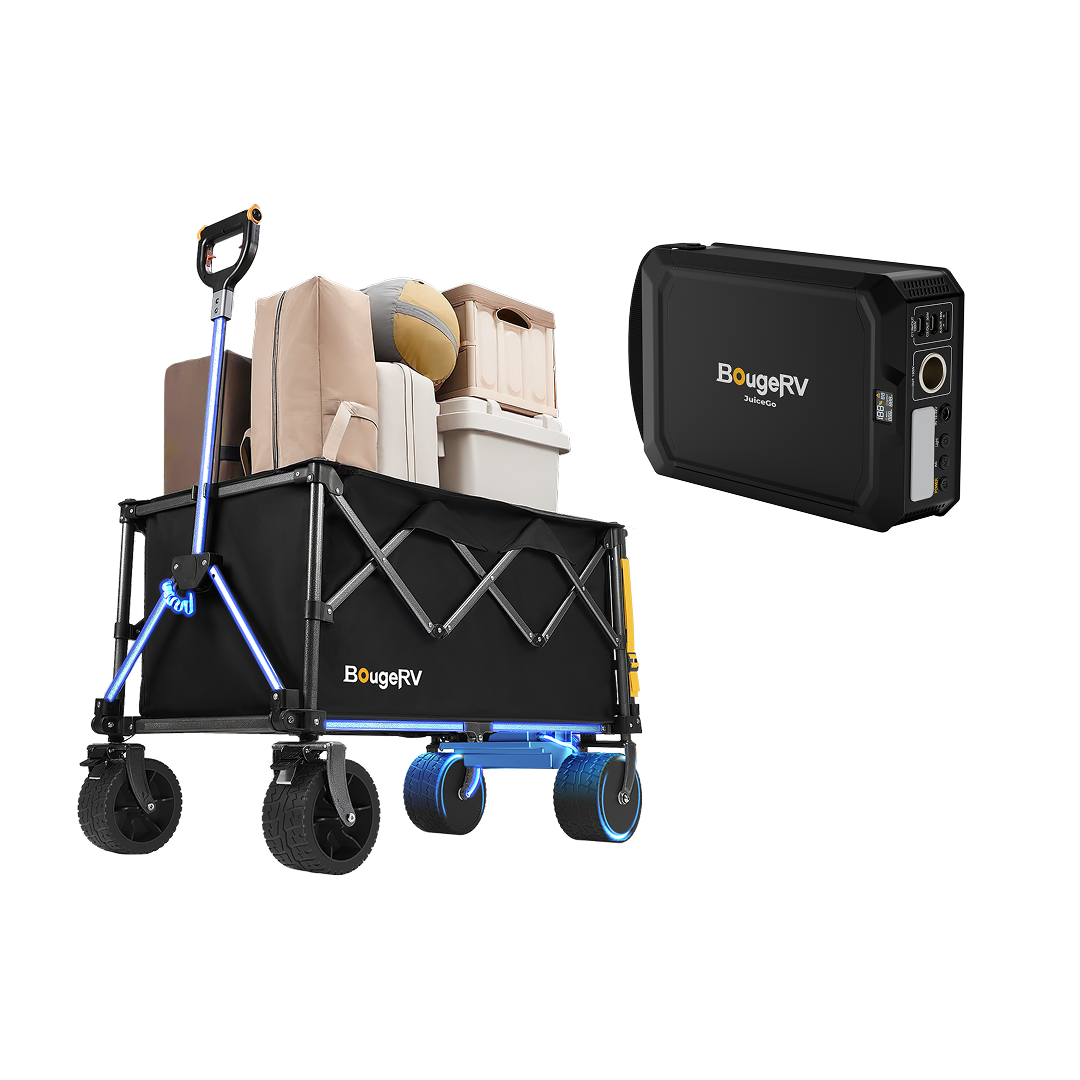 BougeRV Electric Foldable Utility Camping Wagon with Power Bank