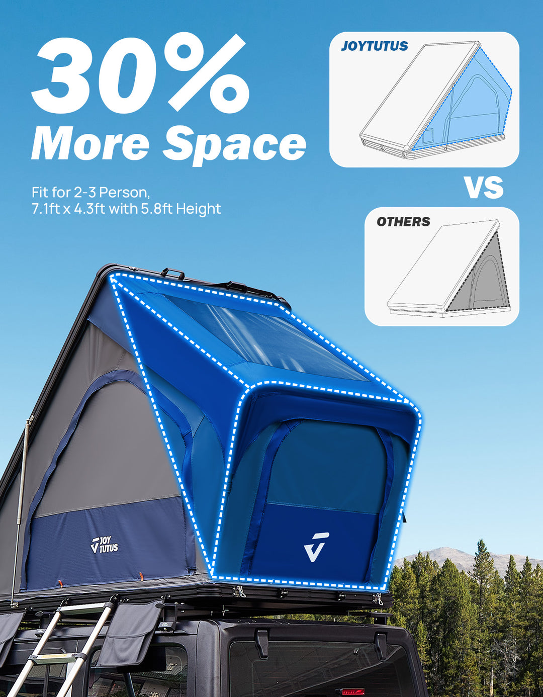 JOYTUTUS Overland Aluminum Hard Shell Rooftop Tent