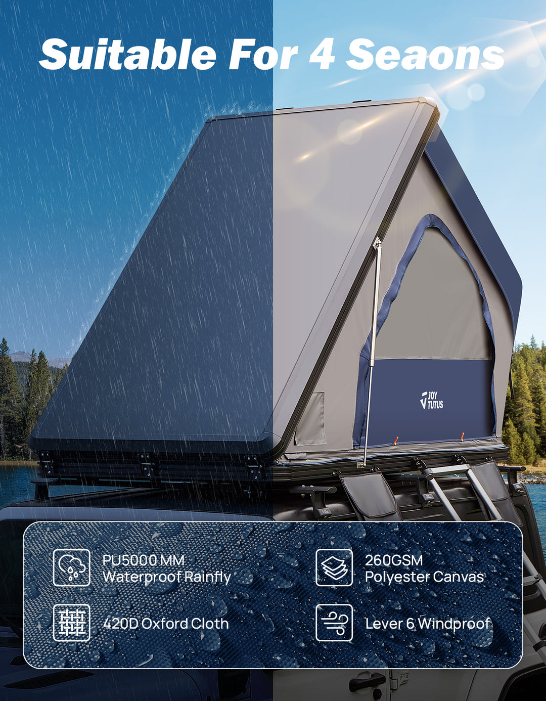 JOYTUTUS Overland Aluminum Hard Shell Rooftop Tent