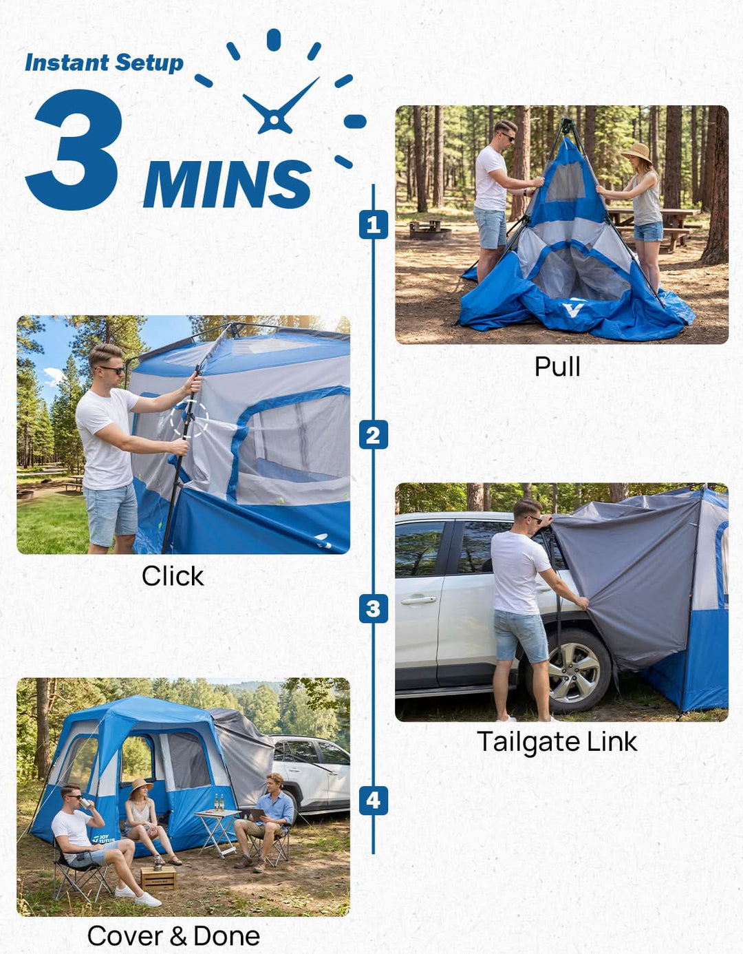 Tienda de campaña para caja de camioneta con doble capa impermeable y cubierta antilluvia, se adapta a cajas de 1.5–2.5 m, 2 personas