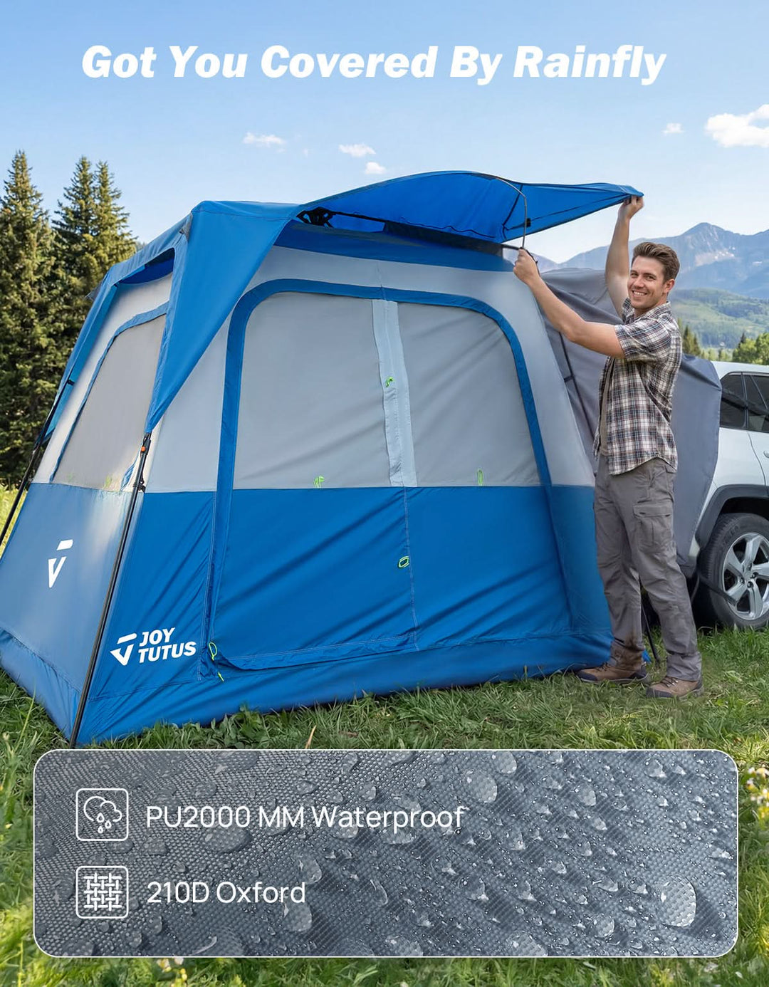 Tienda de campaña para caja de camioneta con doble capa impermeable y cubierta antilluvia, se adapta a cajas de 1.5–2.5 m, 2 personas