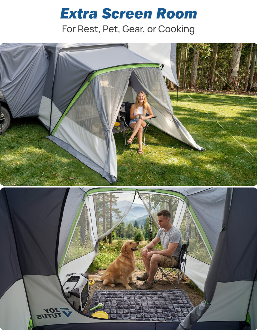 SUV Tent for 5-9 Person, 2-Room Car Camping Tent
