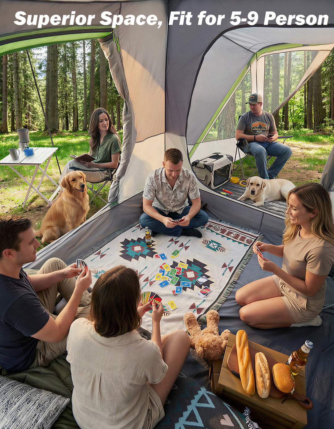 SUV Tent for 5-9 Person, 2-Room Car Camping Tent