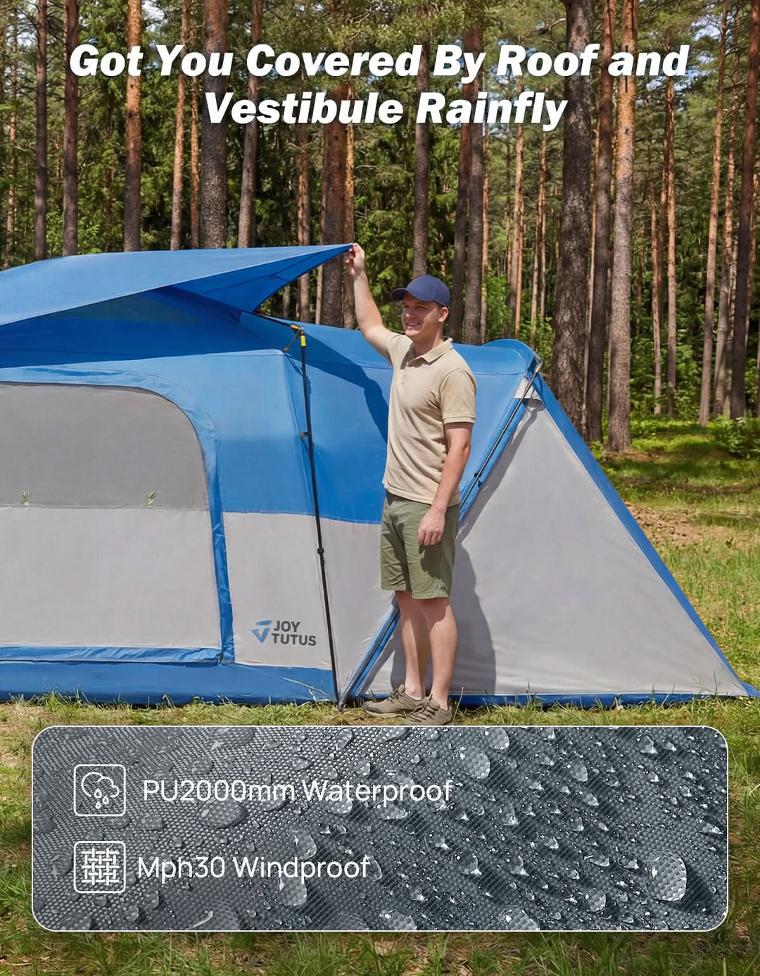 Tienda de campaña para caja de camioneta con doble capa impermeable y cubierta antilluvia, se adapta a cajas de 1.5–2.5 m, 2 personas