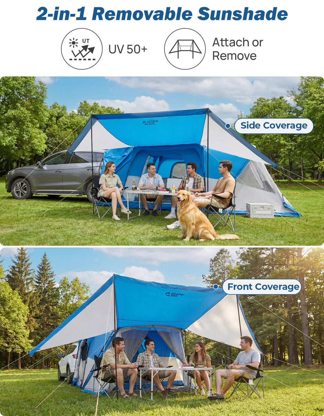 Tienda de campaña para caja de camioneta con doble capa impermeable y cubierta antilluvia, se adapta a cajas de 1.5–2.5 m, 2 personas