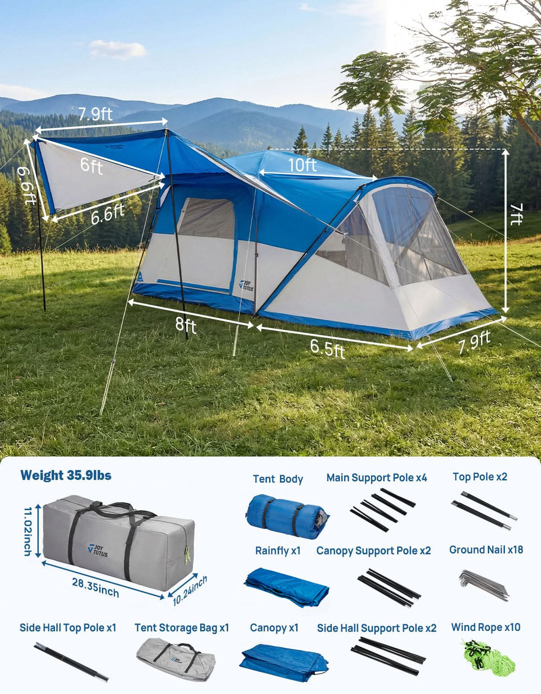 Tienda de campaña para caja de camioneta con doble capa impermeable y cubierta antilluvia, se adapta a cajas de 1.5–2.5 m, 2 personas