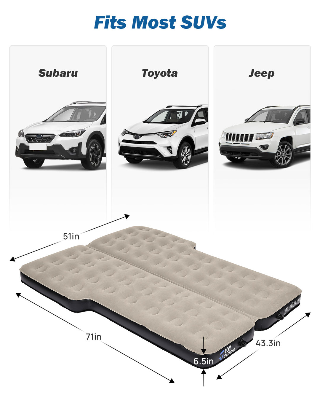 Colchón de aire para SUV con bomba incorporada, 2 almohadas, cama de camping antifugas