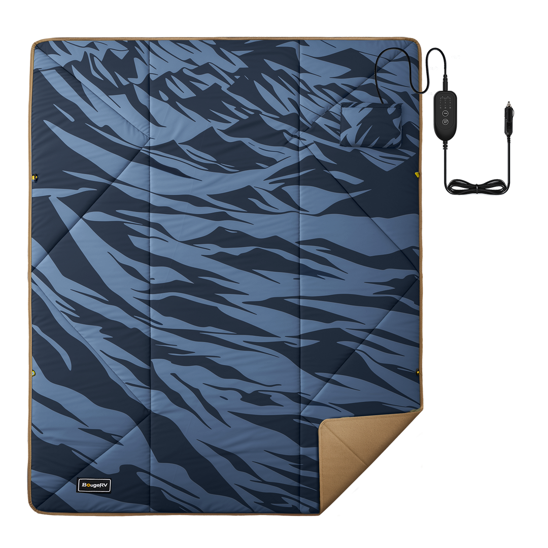 BougeRV 12V Outdoor Heated Blanket-5 Heat Settings, APP Remote Control(Blue)