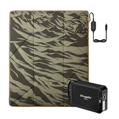 BougeRV 12V Outdoor Heated Blanket-5 Heat Settings, APP Remote Control(Green)