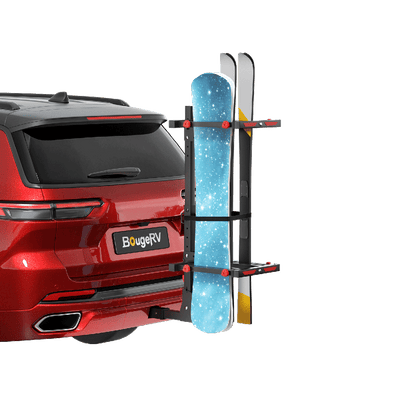 BougeRV Hitch Ski Snowboard Rack with Security Lock(Fit for 2" Receiver)