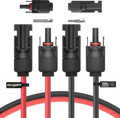 Solar Extension Cable with Extra Free Connectors(xx FT Red+xx FT Black)