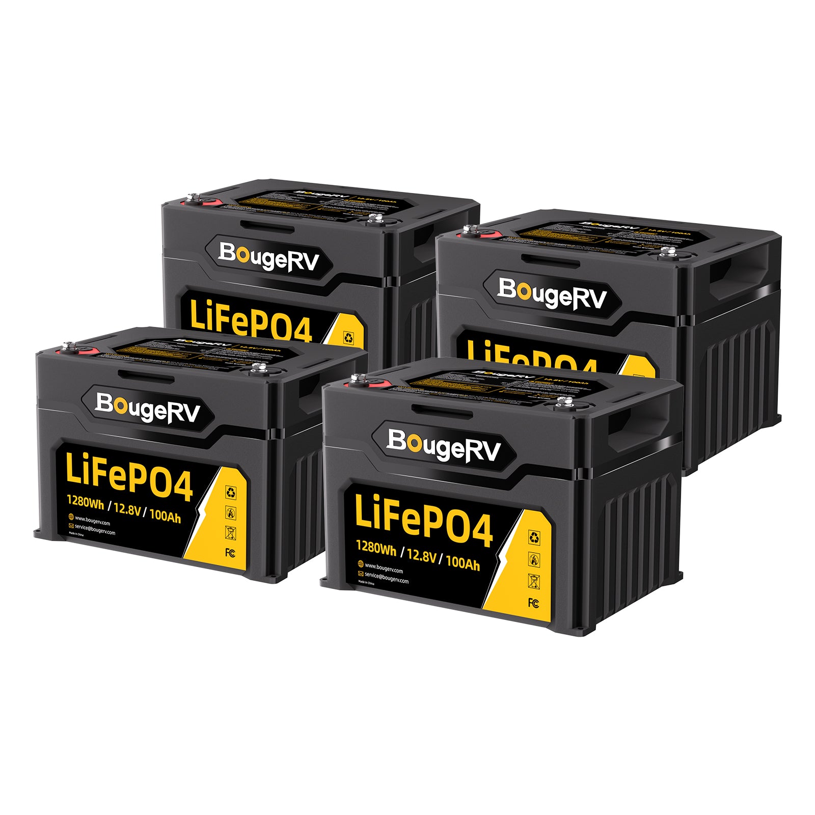 four 12v lifepo4 lithium batteries