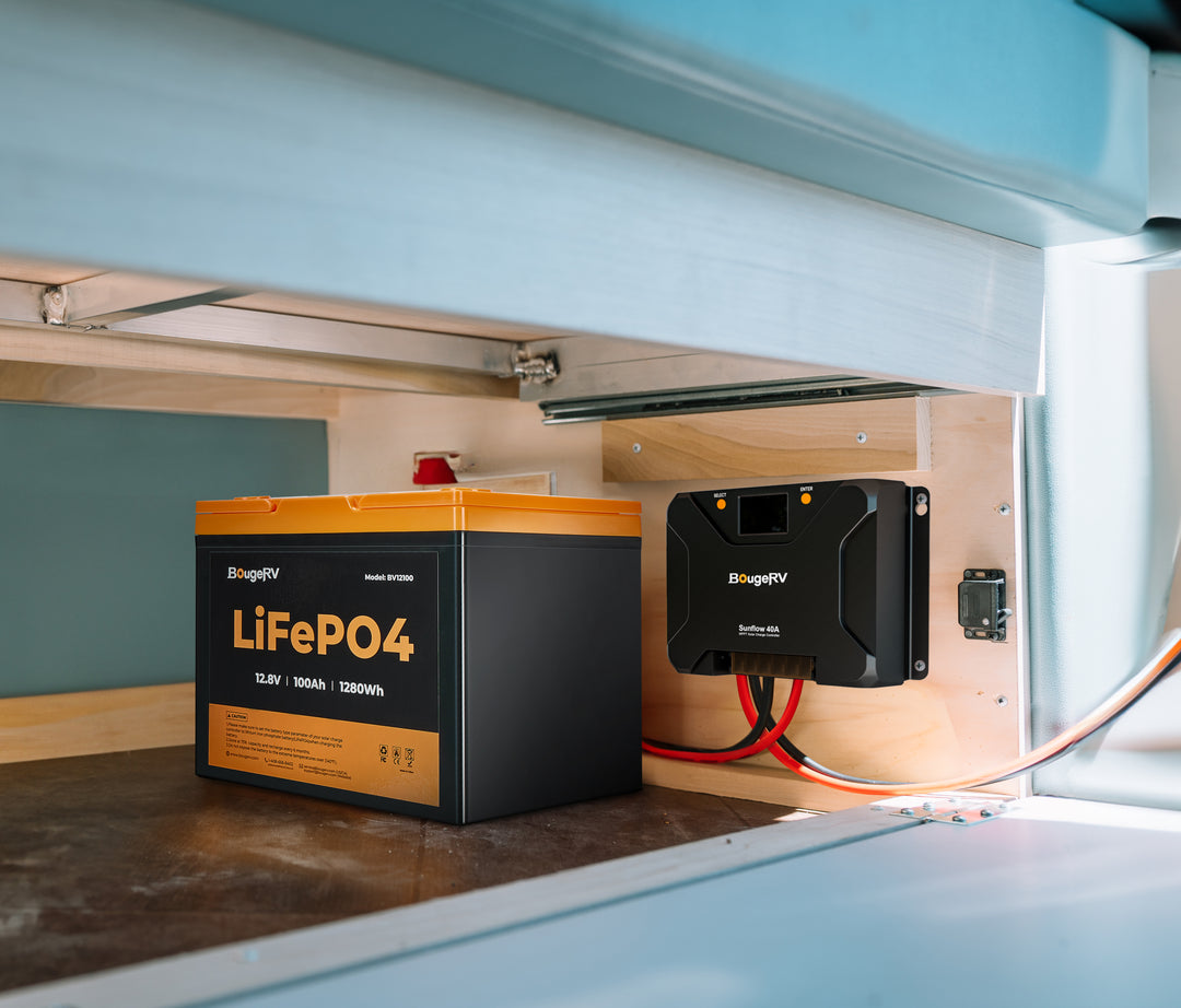 BougeRV MPPT Solar Controller and Lithium Battery