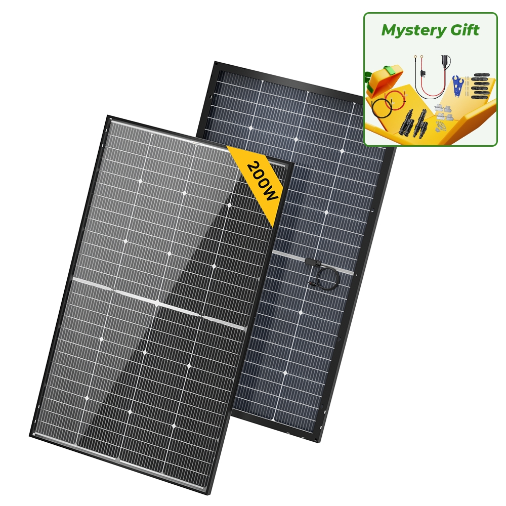 BougeRV N-Type 12V/24V 200 Watt Bifacial 16BB Solar Panel