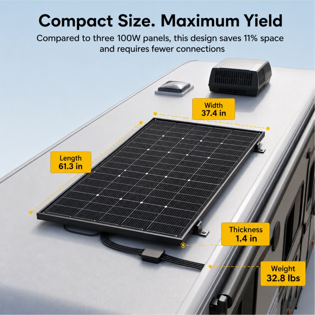 Panel solar monocristalino bifacial rígido tipo N de 300 vatios y 16 BB de BougeRV
