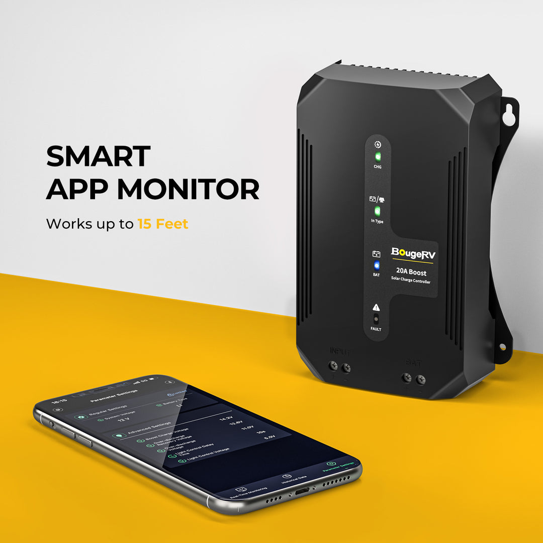BougeRV 20A Buck-Boost MPPT Solar Charge Controller 12V/24V/36V/48V