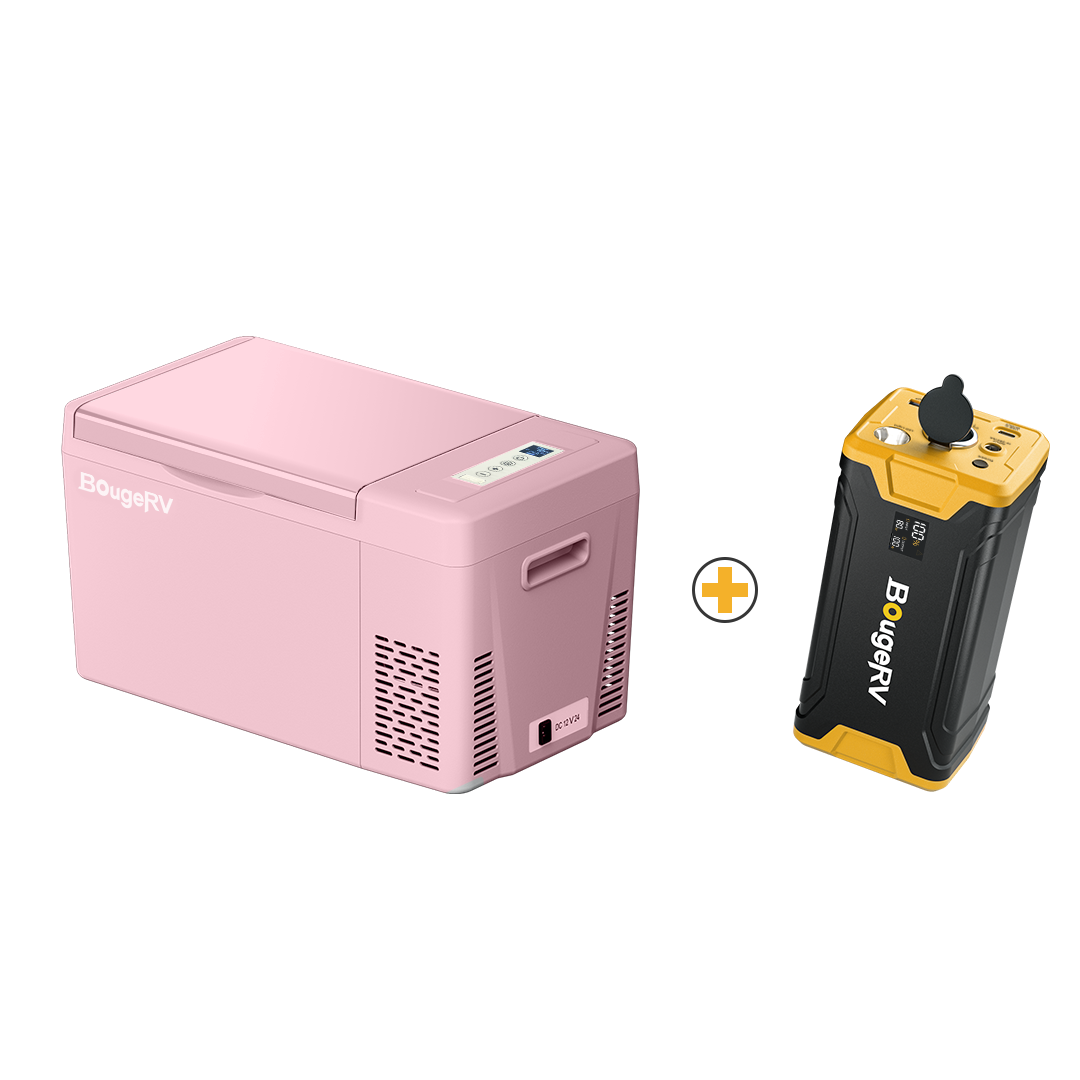 BougeRV 12V 23 Quart Colorful Pink Portable Fridge