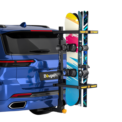 BougeRV Hitch Ski Snowboard Rack with Security Lock (New Arrival)