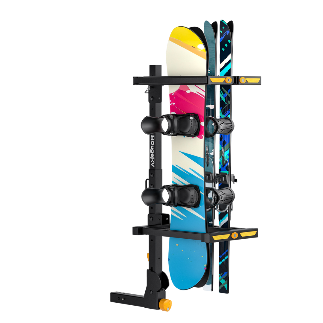 BougeRV Hitch Ski Snowboard Rack with Security Lock (New Arrival)