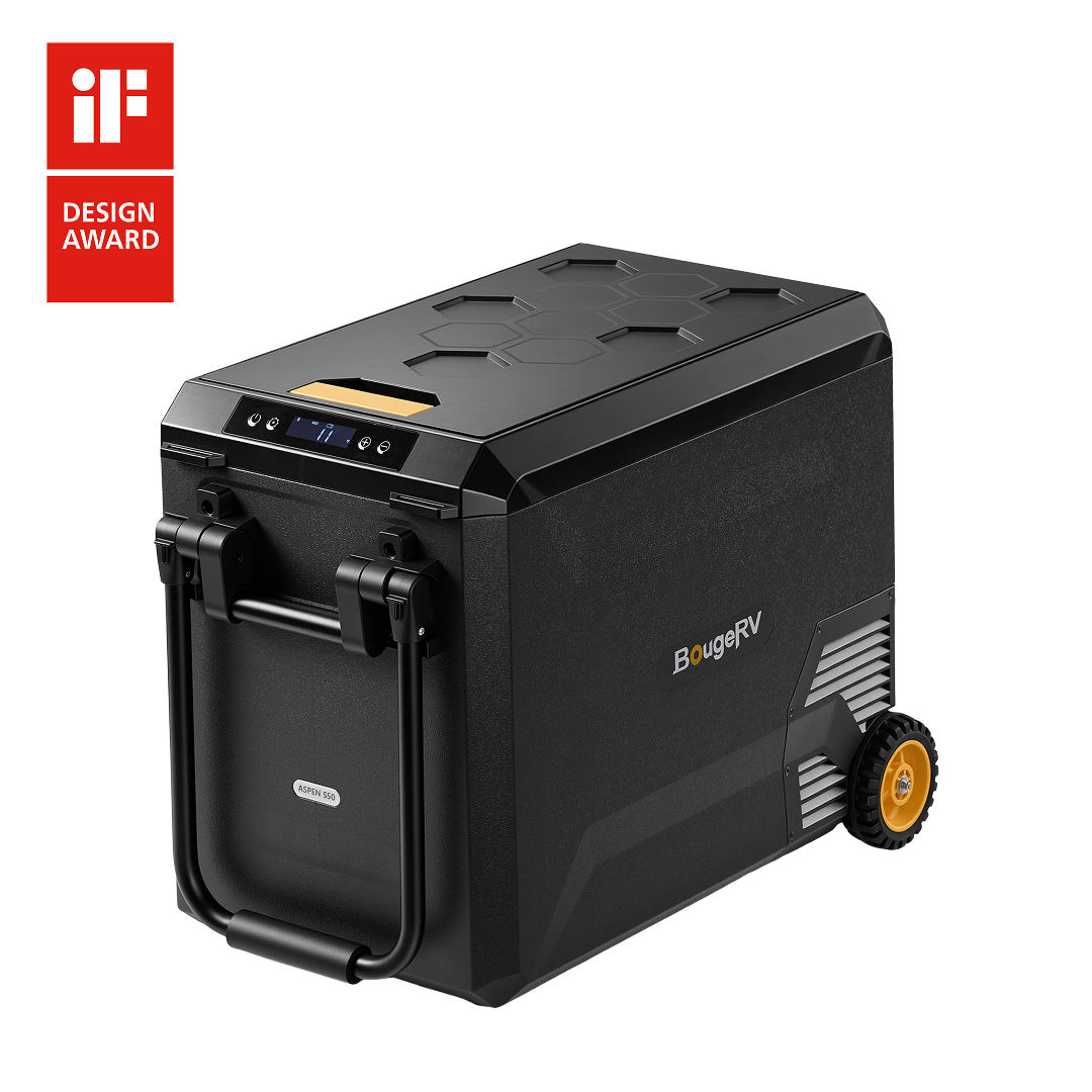 BougeRV New ASPEN S50 12V 50QT Wheeled Portable Fridge with 277Wh Battery